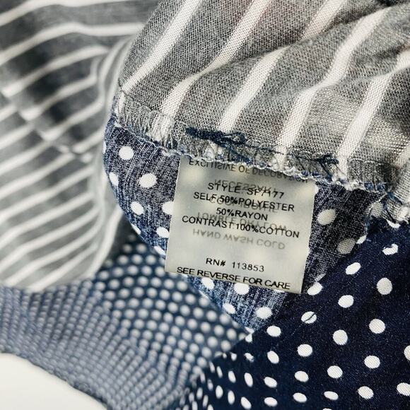 Market & Spruce Size Small Austin Polka Dot Striped Mixed Material T-Shirt Top - Picture 4 of 5